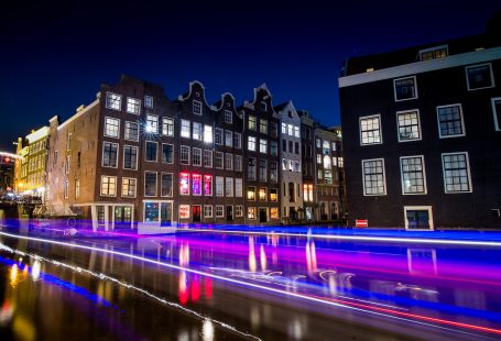 night street of amsterdam city
