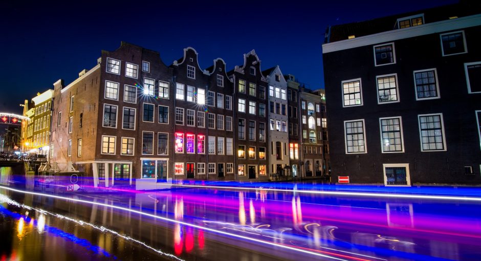night street of amsterdam city