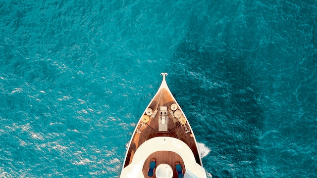 yacht from the high view